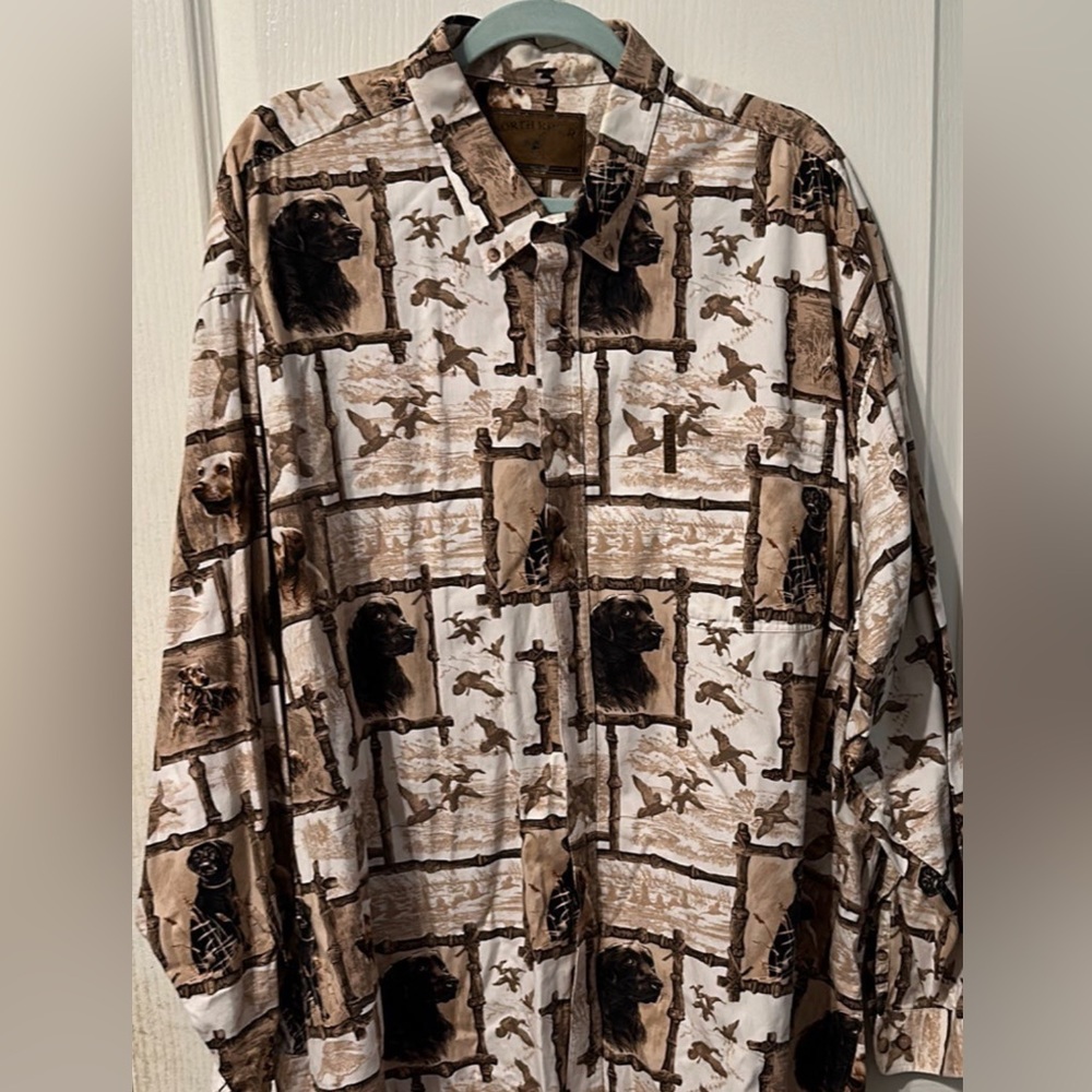 Men’s NORTH RIVER Hunting Sporting Labrador button shirt size 3XLT